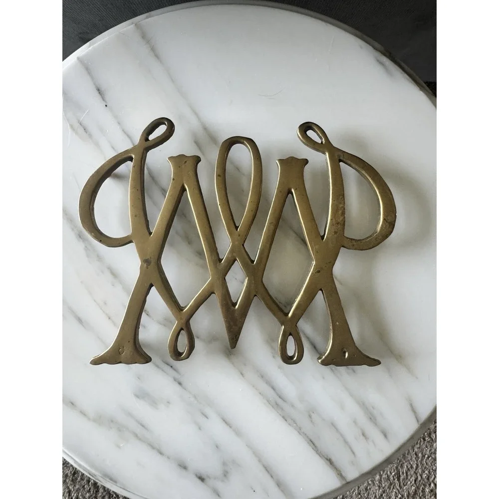 Brass William and Mary Cypher Trivet Classic Traditional  Williamsburg  1950